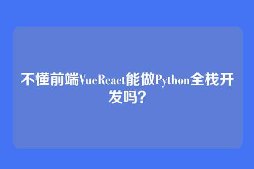 不懂前端VueReact能做Python全栈开发吗?