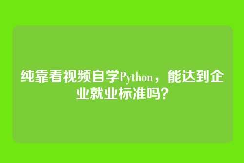 纯靠看视频自学Python，能达到企业就业标准吗？