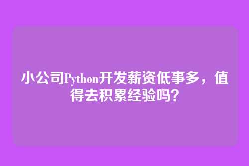 小公司Python开发薪资低事多,值得去积累经验吗?
