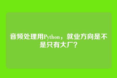 音频处理用Python,就业方向是不是只有大厂?