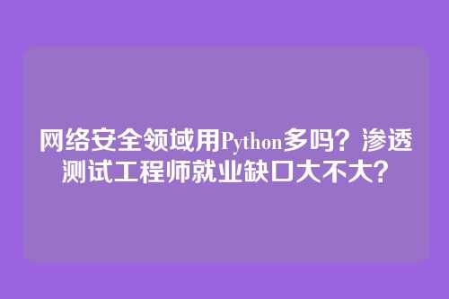 网络安全领域用Python多吗？渗透测试工程师就业缺口大不大？