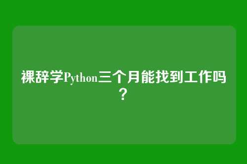裸辞学Python三个月能找到工作吗？