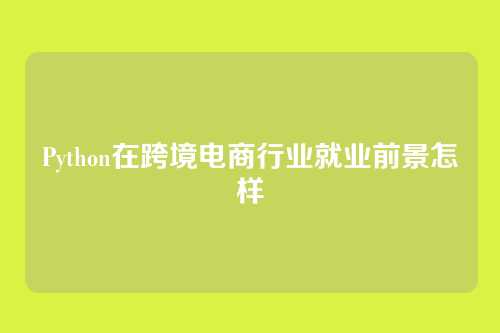 Python在跨境电商行业就业前景怎样