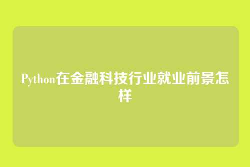 Python在金融科技行业就业前景怎样
