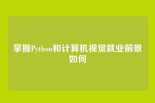 掌握Python和计算机视觉就业前景如何