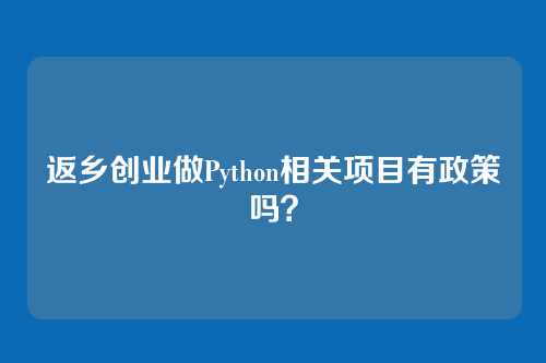返乡创业做Python相关项目有政策吗？
