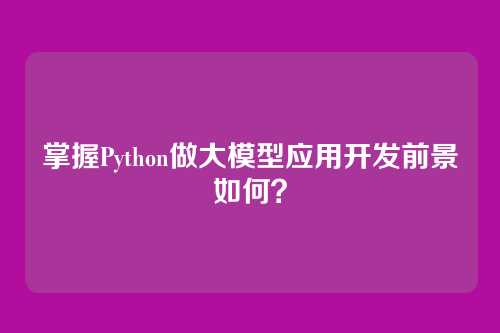 掌握Python做大模型应用开发前景如何？