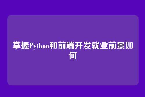 掌握Python和前端开发就业前景如何