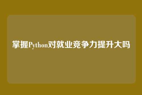 掌握Python对就业竞争力提升大吗