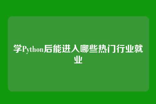 学Python后能进入哪些热门行业就业