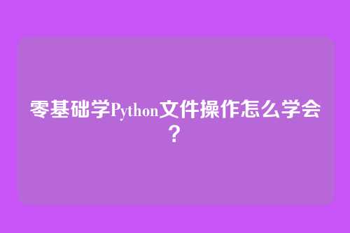 零基础学Python文件操作怎么学会？