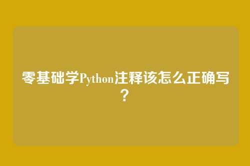零基础学Python注释该怎么正确写？