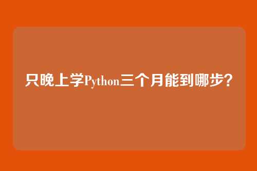 只晚上学Python三个月能到哪步？