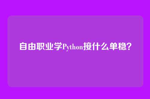 自由职业学Python接什么单稳？