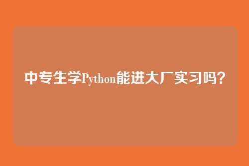 中专生学Python能进大厂实习吗？
