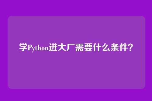 学Python进大厂需要什么条件?