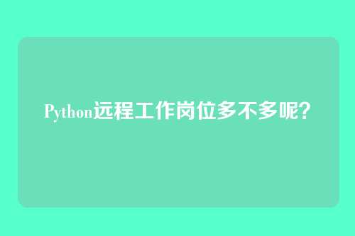 Python远程工作岗位多不多呢?
