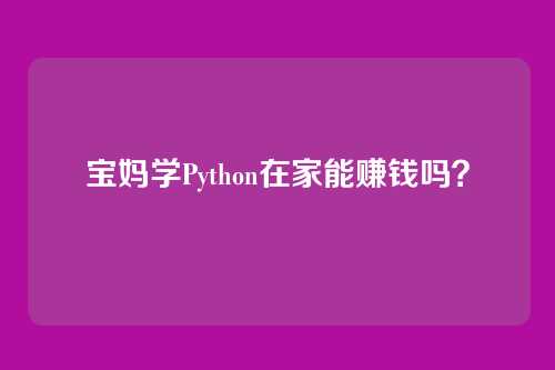宝妈学Python在家能赚钱吗?