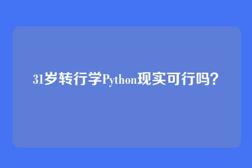 31岁转行学Python现实可行吗?