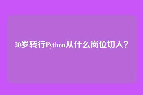 30岁转行Python从什么岗位切入?
