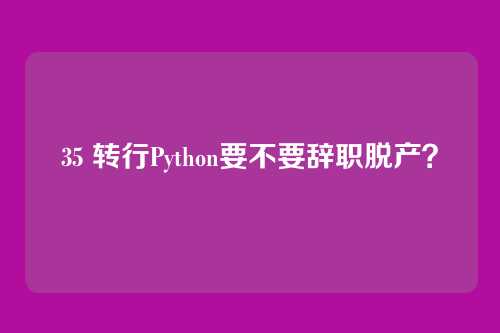 35 转行Python要不要辞职脱产?
