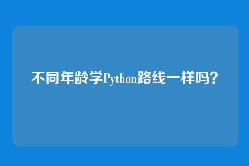 不同年龄学Python路线一样吗？