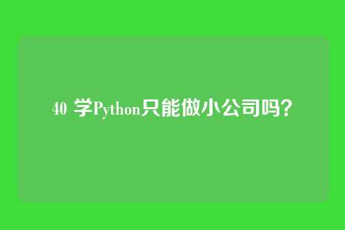 40 学Python只能做小公司吗？