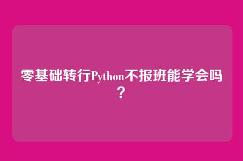 零基础转行Python不报班能学会吗？