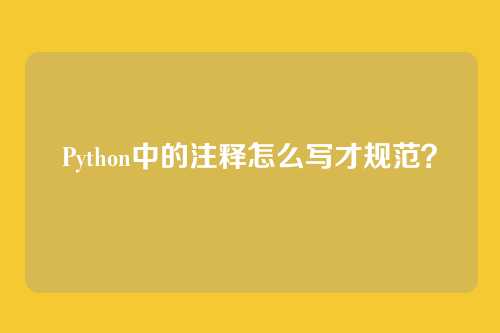 Python中的注释怎么写才规范？