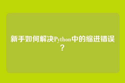 新手如何解决Python中的缩进错误?