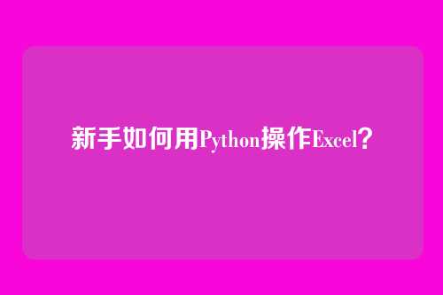 新手如何用Python操作Excel?
