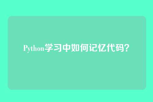 Python学习中如何记忆代码?