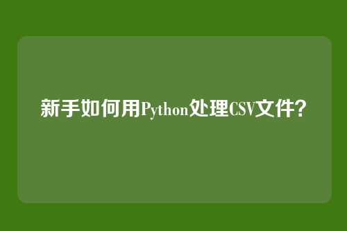 新手如何用Python处理CSV文件?
