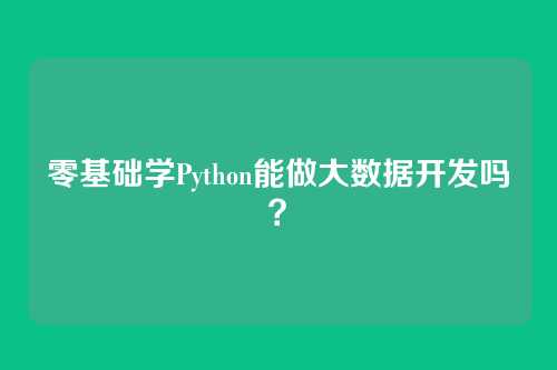 零基础学Python能做大数据开发吗?