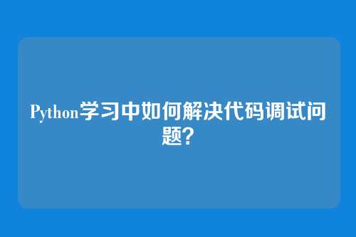 Python学习中如何解决代码调试问题？