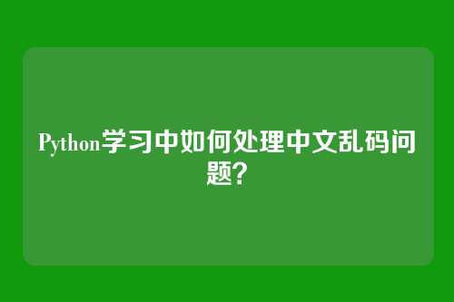 Python学习中如何处理中文乱码问题？
