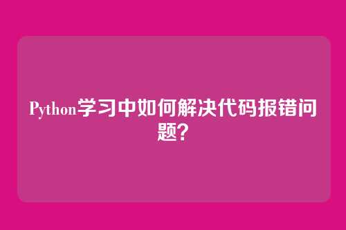 Python学习中如何解决代码报错问题？