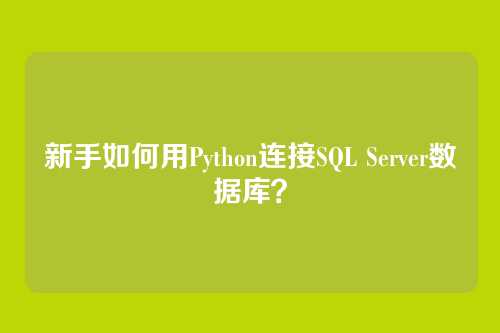 新手如何用Python连接SQL Server数据库？