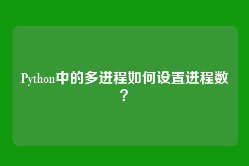 Python中的多进程如何设置进程数？