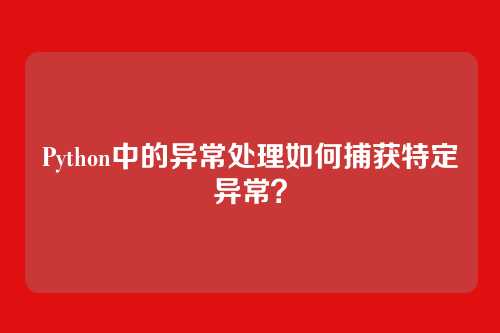 Python中的异常处理如何捕获特定异常？