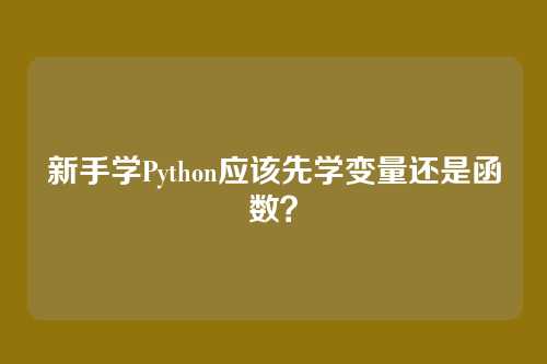 新手学Python应该先学变量还是函数？