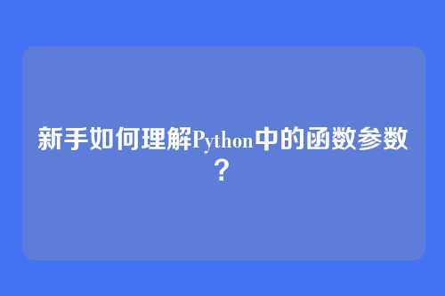 新手如何理解Python中的函数参数？