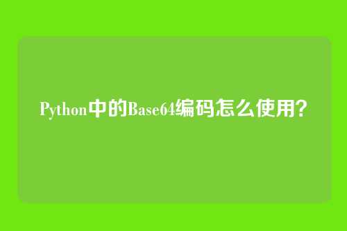 Python中的Base64编码怎么使用？