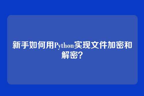 新手如何用Python实现文件加密和解密？
