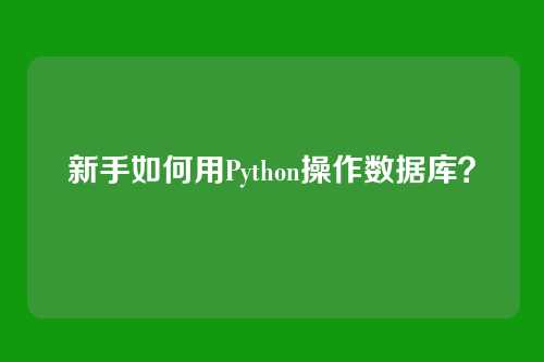 新手如何用Python操作数据库？