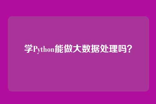 学Python能做大数据处理吗？