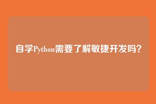自学Python需要了解敏捷开发吗？