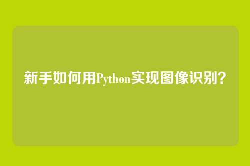 新手如何用Python实现图像识别？