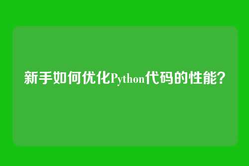 新手如何优化Python代码的性能？