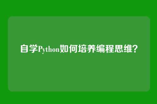 自学Python如何培养编程思维？